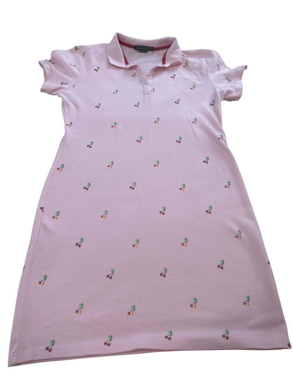 Collezione C2 Cherry Print Polo Dress Womens Small Pink Preppy tennis club retro - Picture 3 of 10